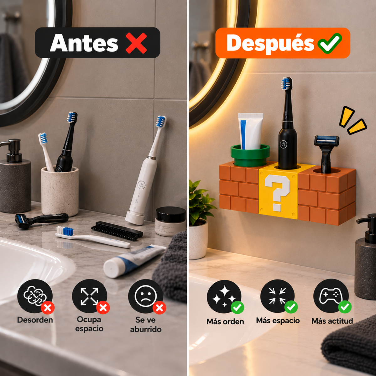 Soporte de Pared para Accesorios de Baño